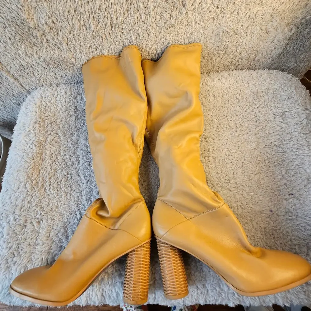 NEW Franco Sarto Women's Cindy Tall Wide Calf High‎ Shaft Boots 8.5 Camel Tan